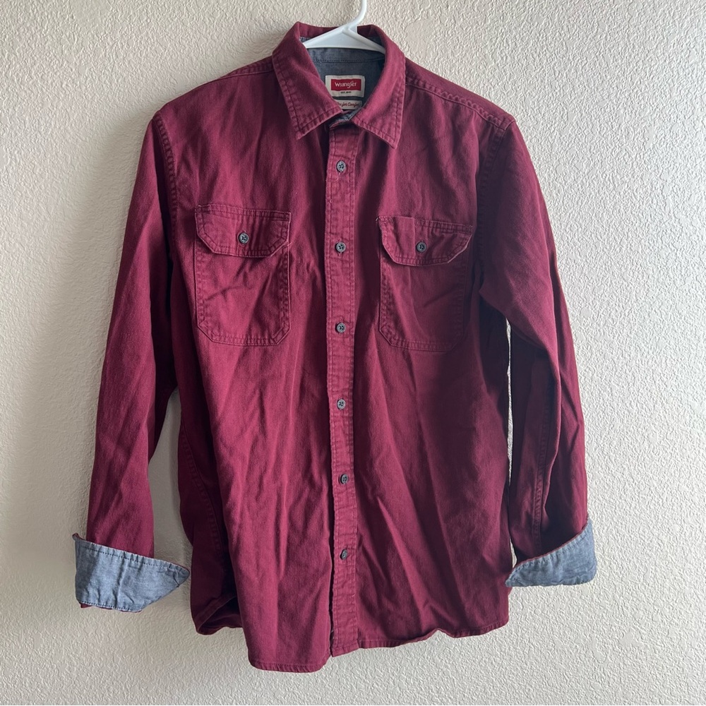 Wrangler Flex for Comfort Burgundy Western Work Shirt Men’s Small